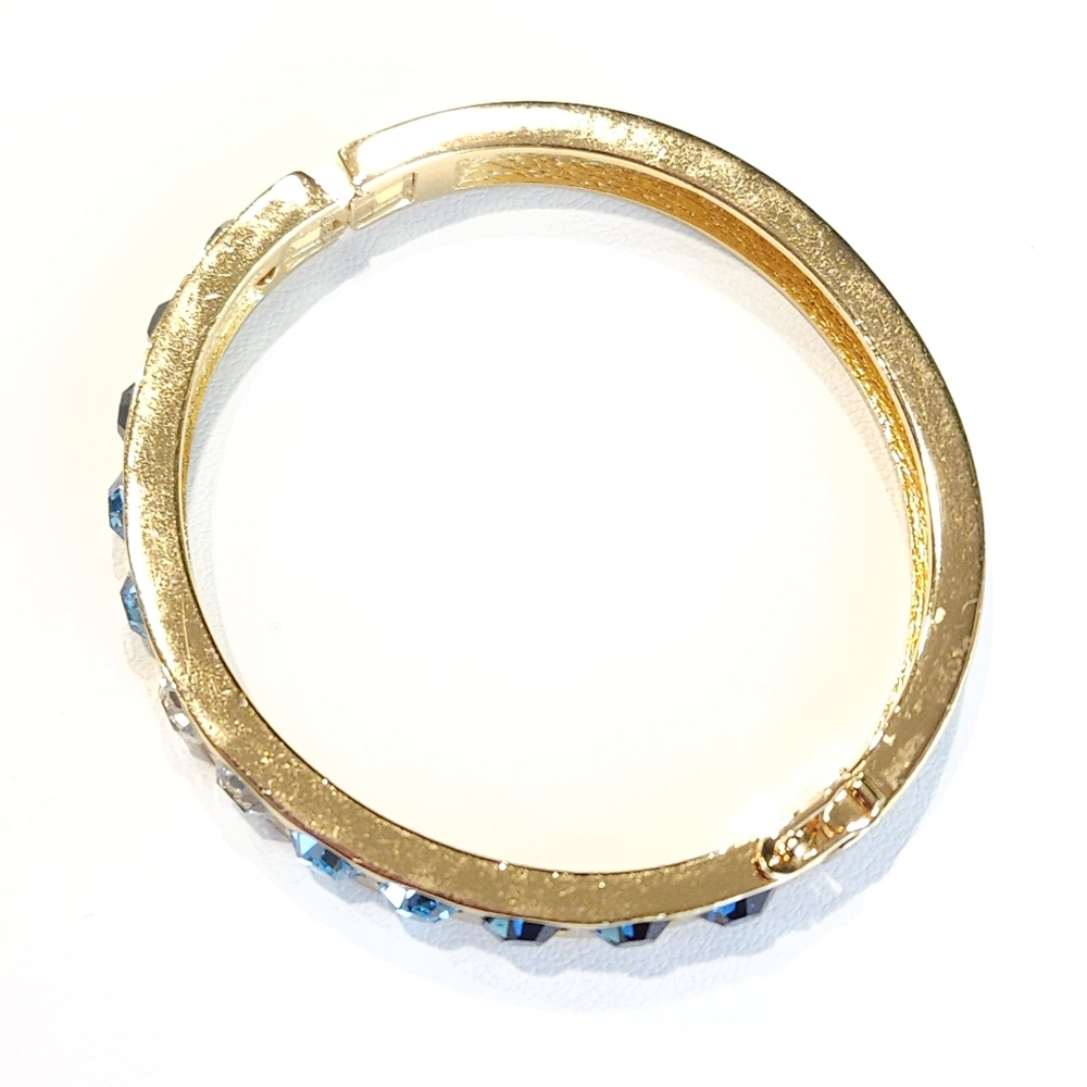Christian Dior Bracelet Vintage Swarovski Blue Crystal Chr.Dior Gold Bracelet - Picture 12 of 16